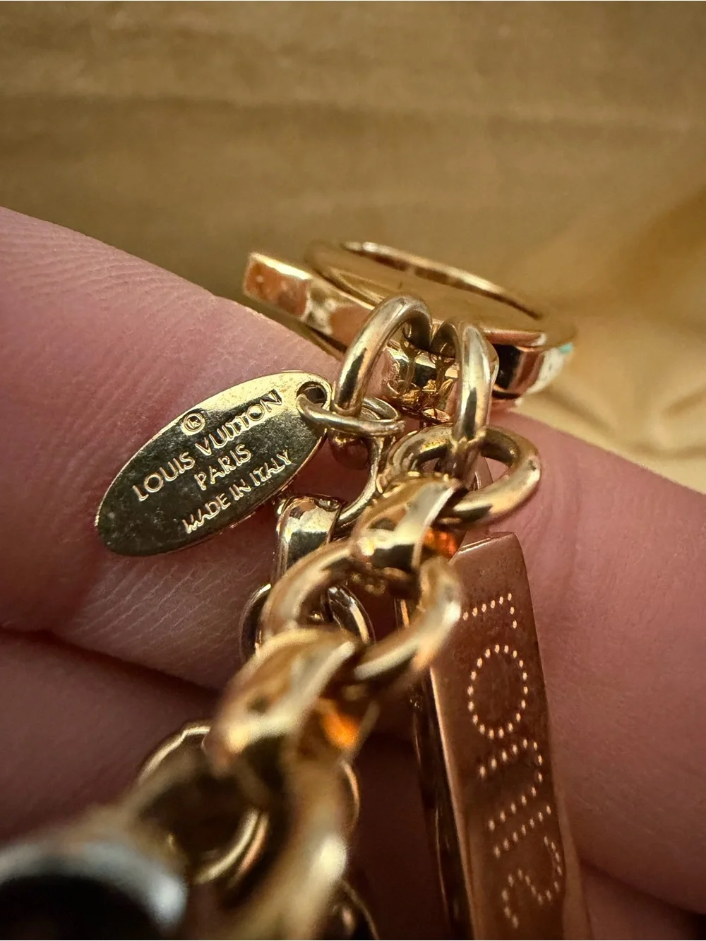 Louis Vuitton Gold and Silver Floral Ring Key Charm